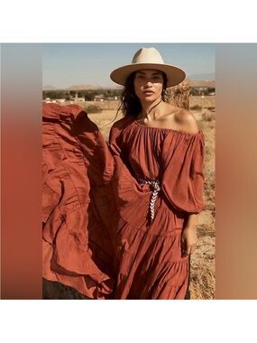 Erika Pena Brielle Rumba Maxi Boho Dress Rust size L/XL